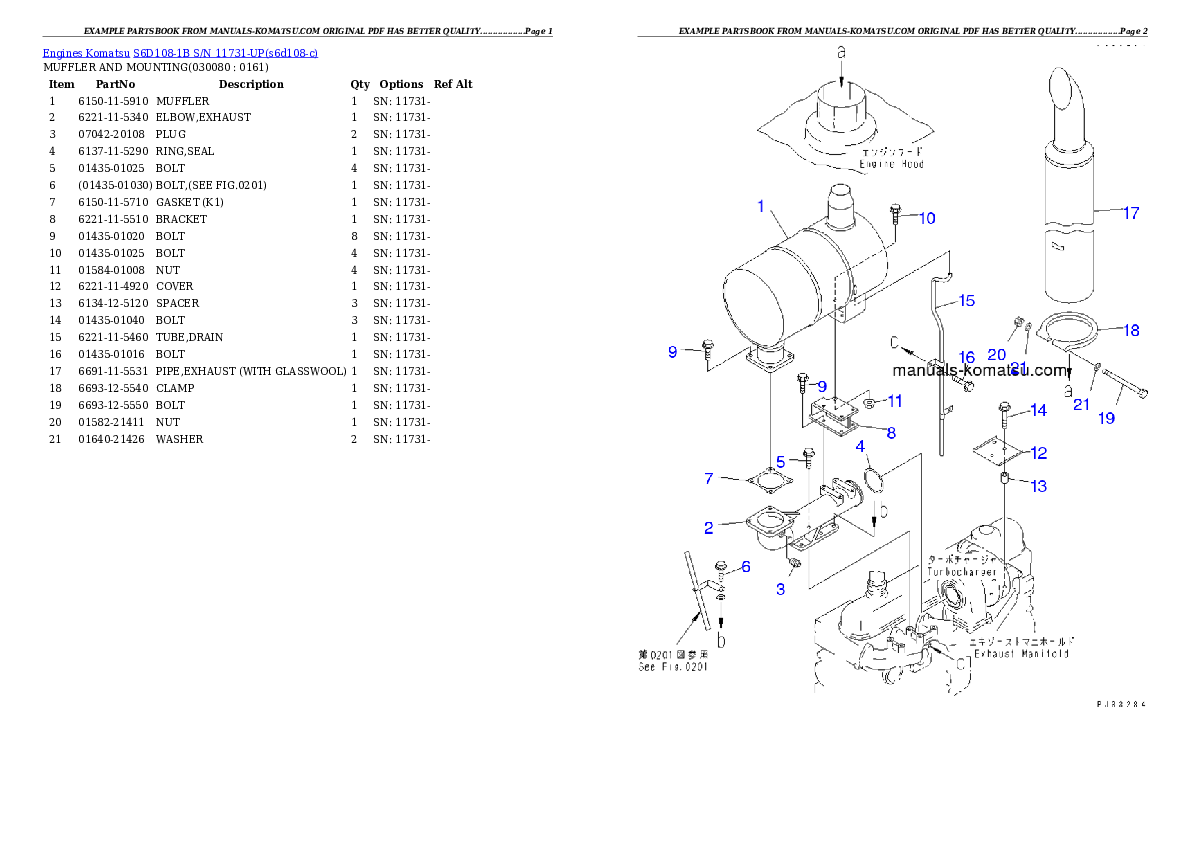Protected: S6D108-1B S/N 11731-UP Partsbook