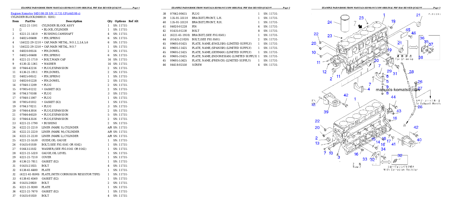 Protected: S6D108-1B S/N 11731-UP Partsbook