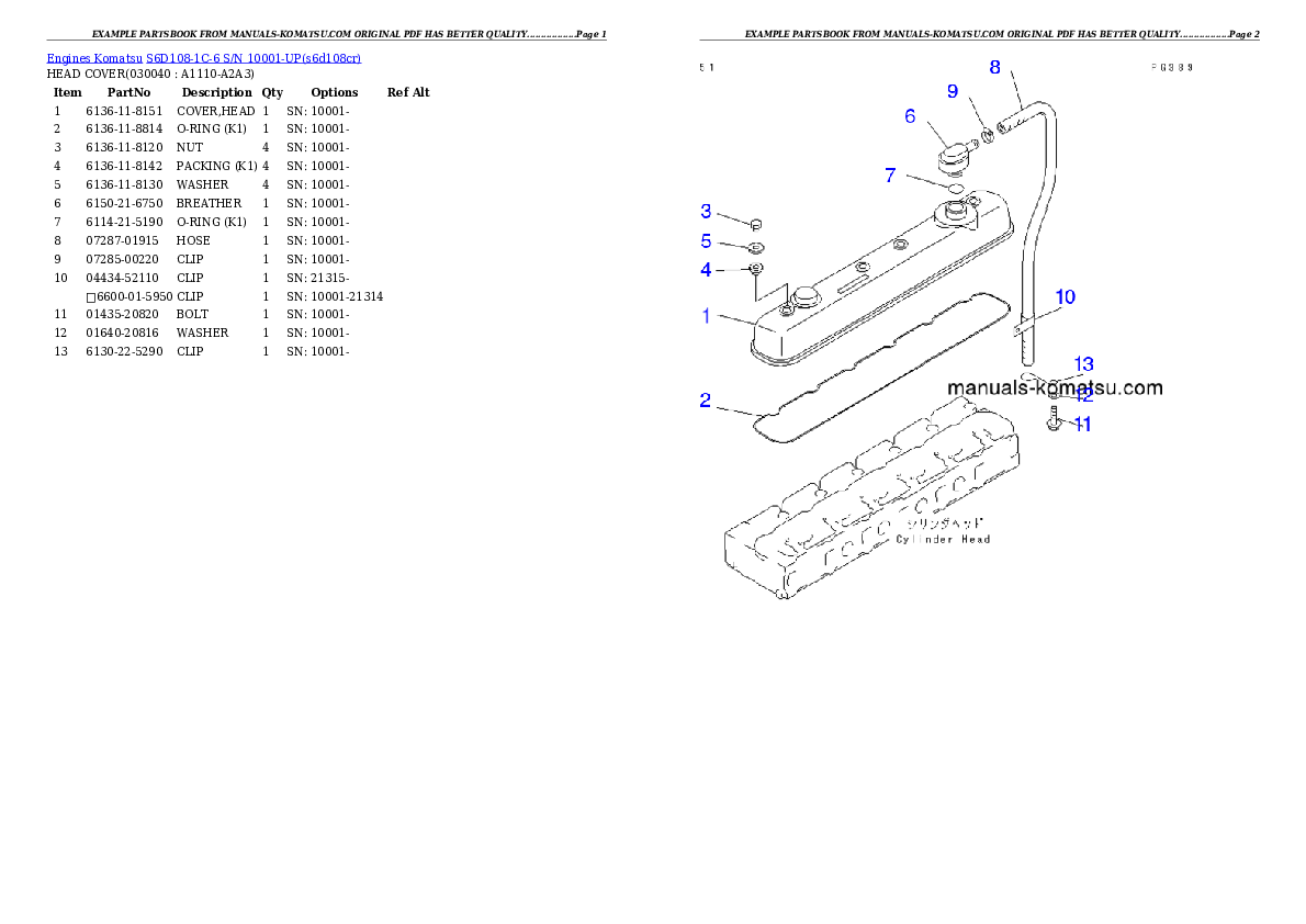 Protected: S6D108-1C-6 S/N 10001-UP Partsbook