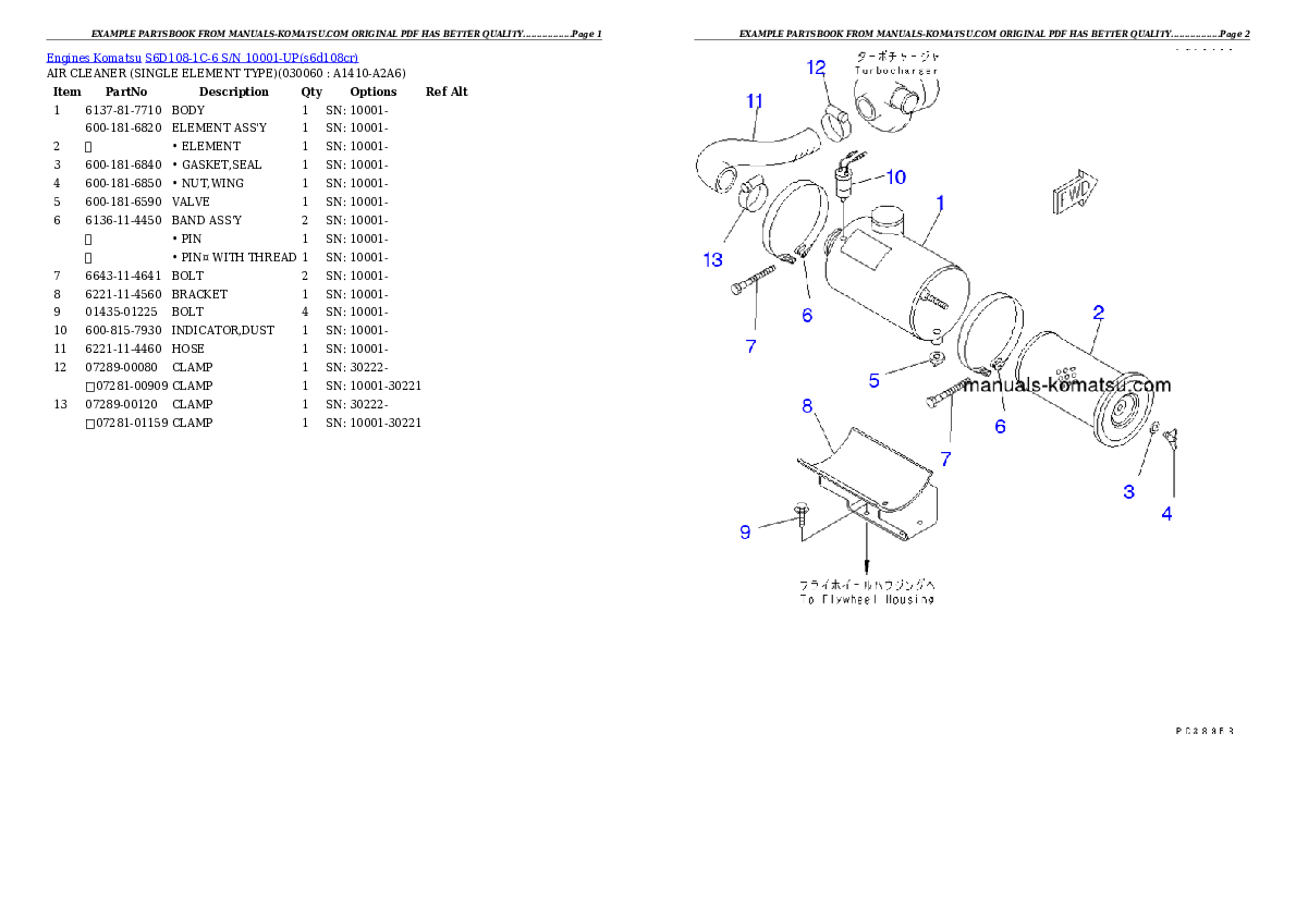 Protected: S6D108-1C-6 S/N 10001-UP Partsbook
