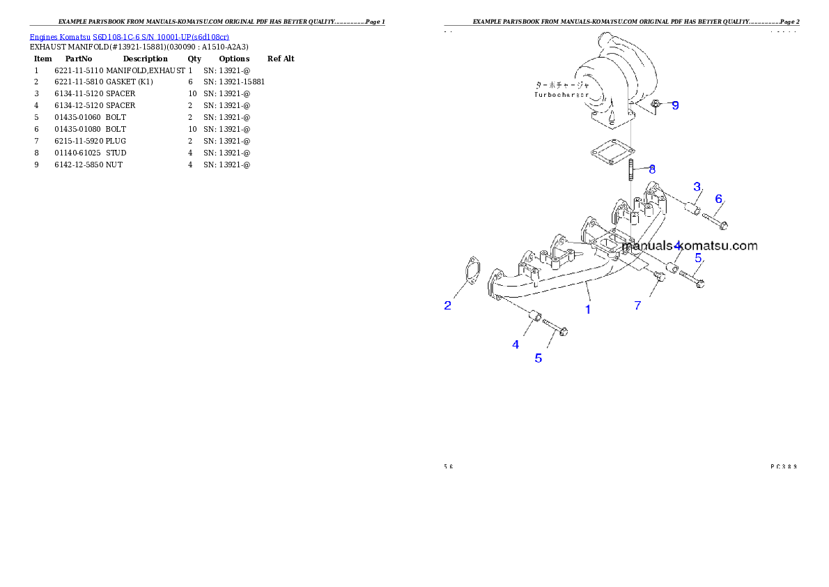 Protected: S6D108-1C-6 S/N 10001-UP Partsbook