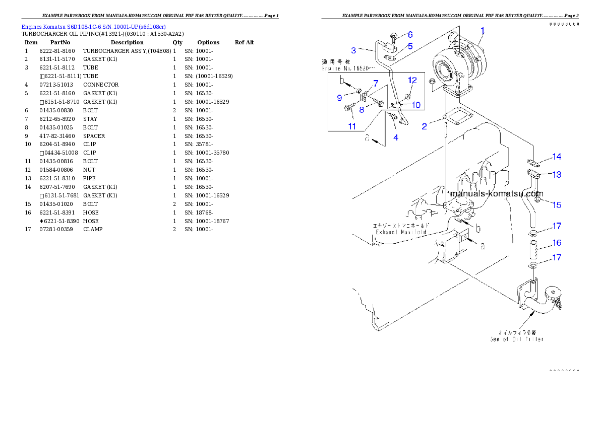Protected: S6D108-1C-6 S/N 10001-UP Partsbook