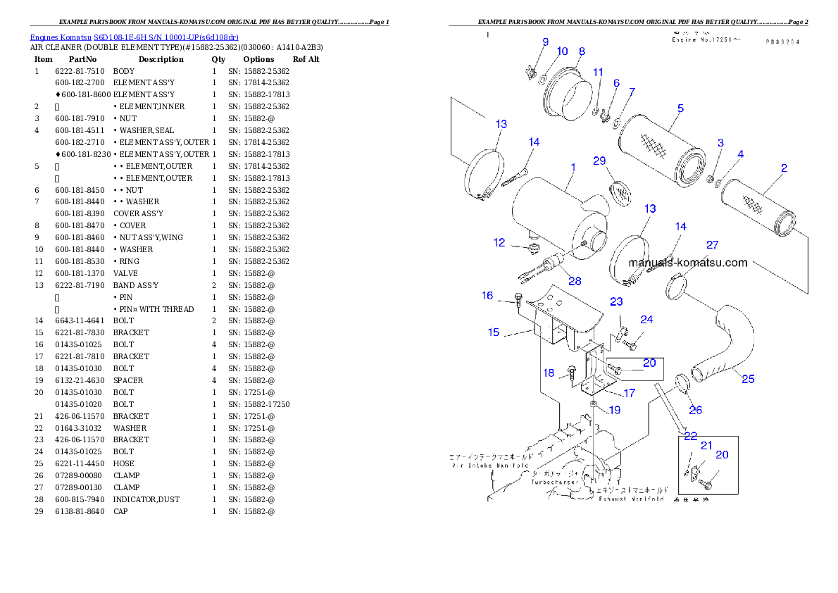 Protected: S6D108-1E-6H S/N 10001-UP Partsbook
