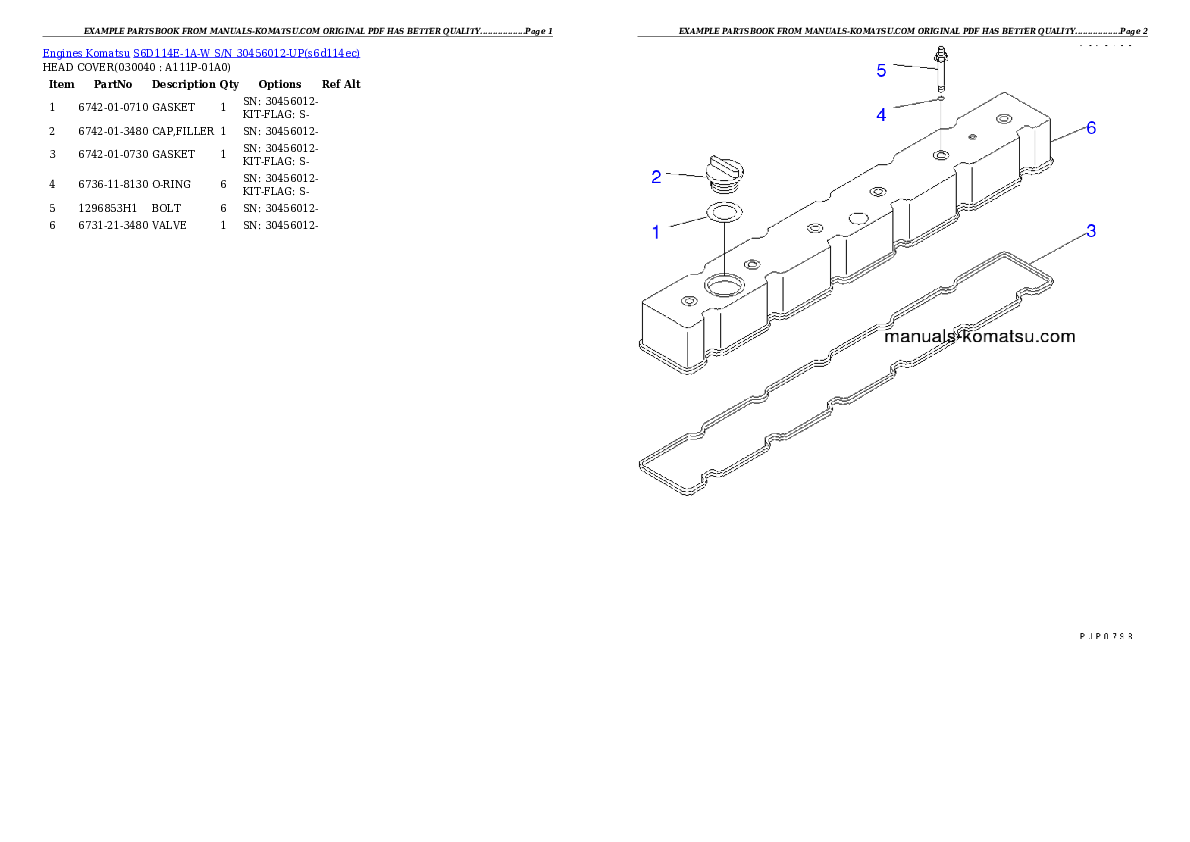 Protected: S6D114E-1A-W S/N 30456012-UP Partsbook
