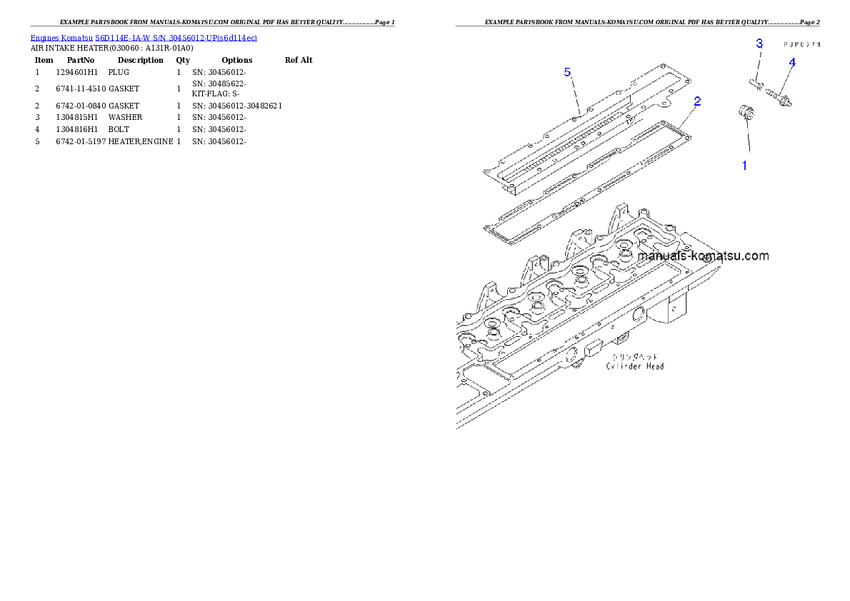 Protected: S6D114E-1A-W S/N 30456012-UP Partsbook