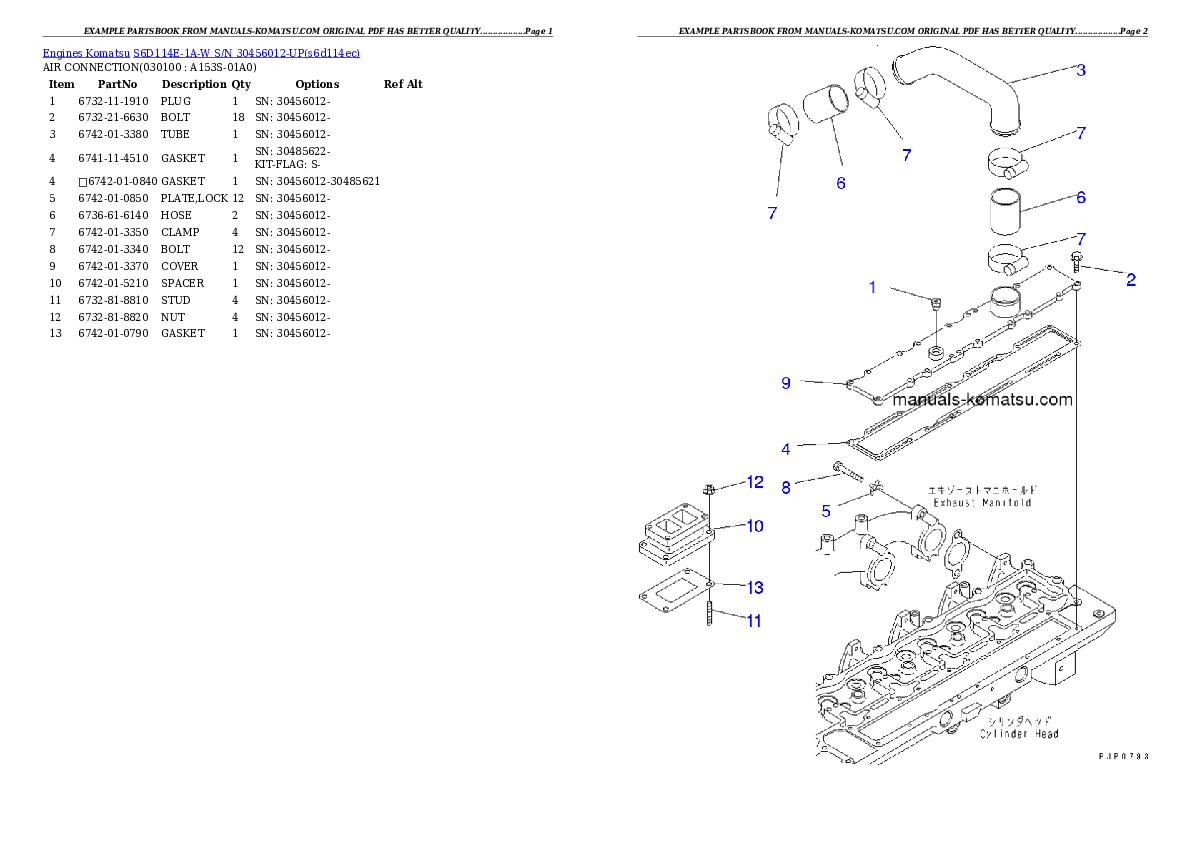 Protected: S6D114E-1A-W S/N 30456012-UP Partsbook