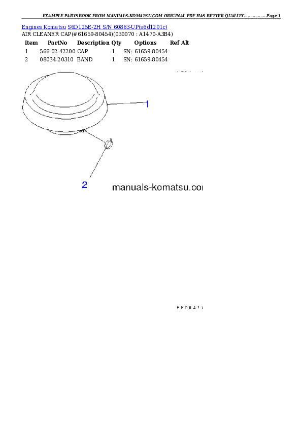 Protected: S6D125E-2H S/N 60863-UP Partsbook