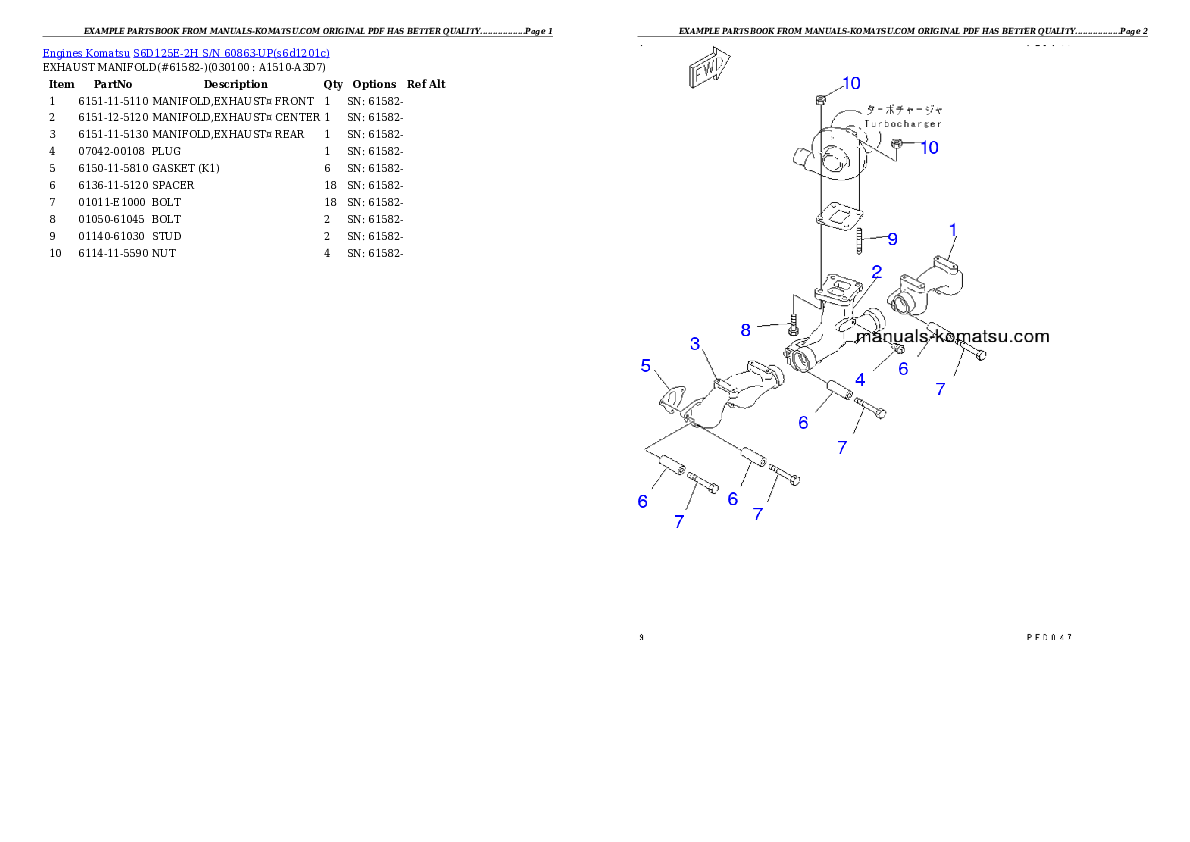 Protected: S6D125E-2H S/N 60863-UP Partsbook
