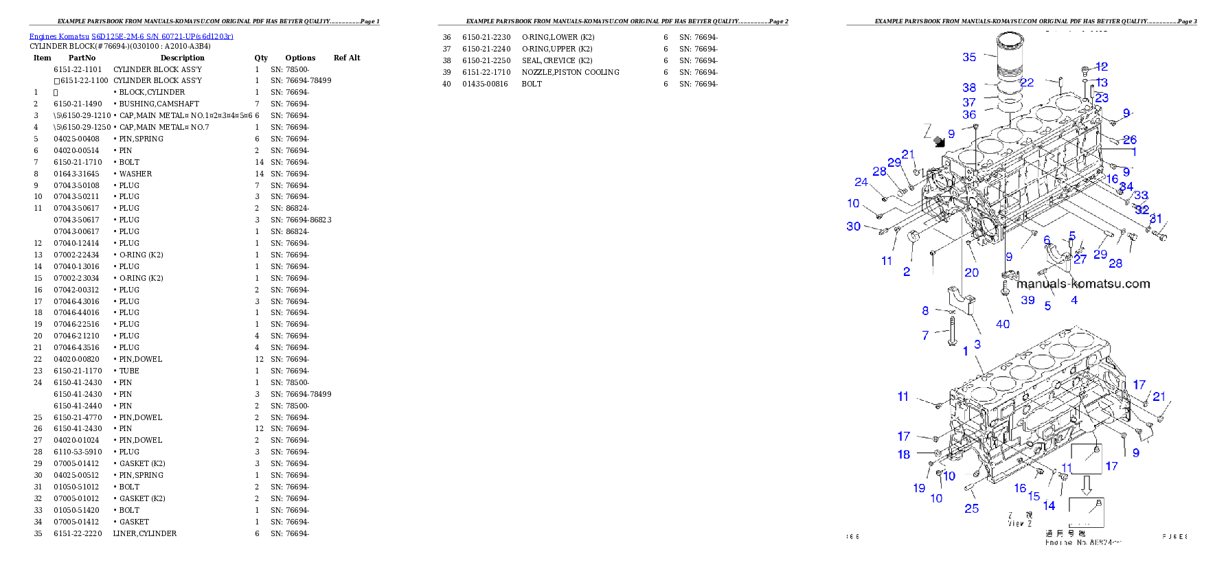 Protected: S6D125E-2M-6 S/N 60721-UP Partsbook