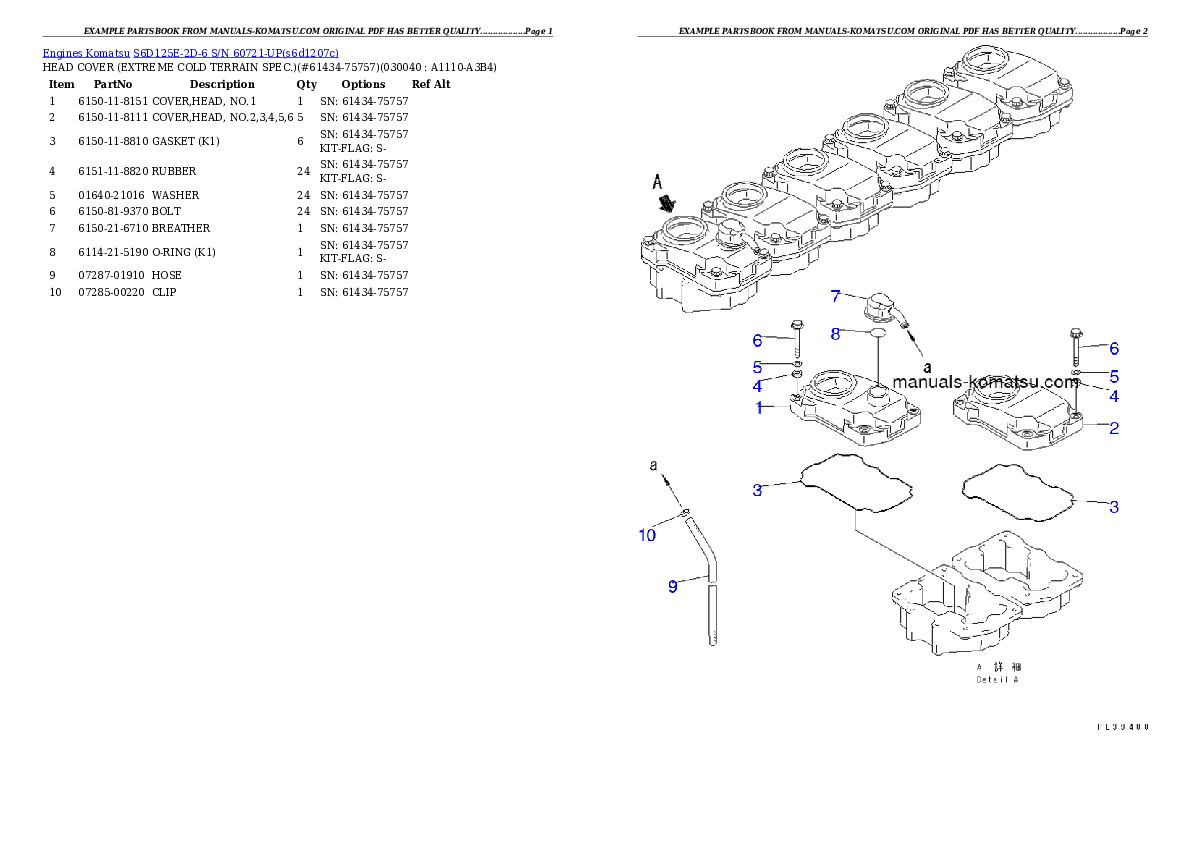 Protected: S6D125E-2D-6 S/N 60721-UP Partsbook