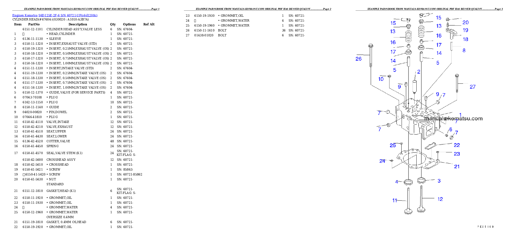 S6D125E-2F-6 S/N 60721-UP Partsbook