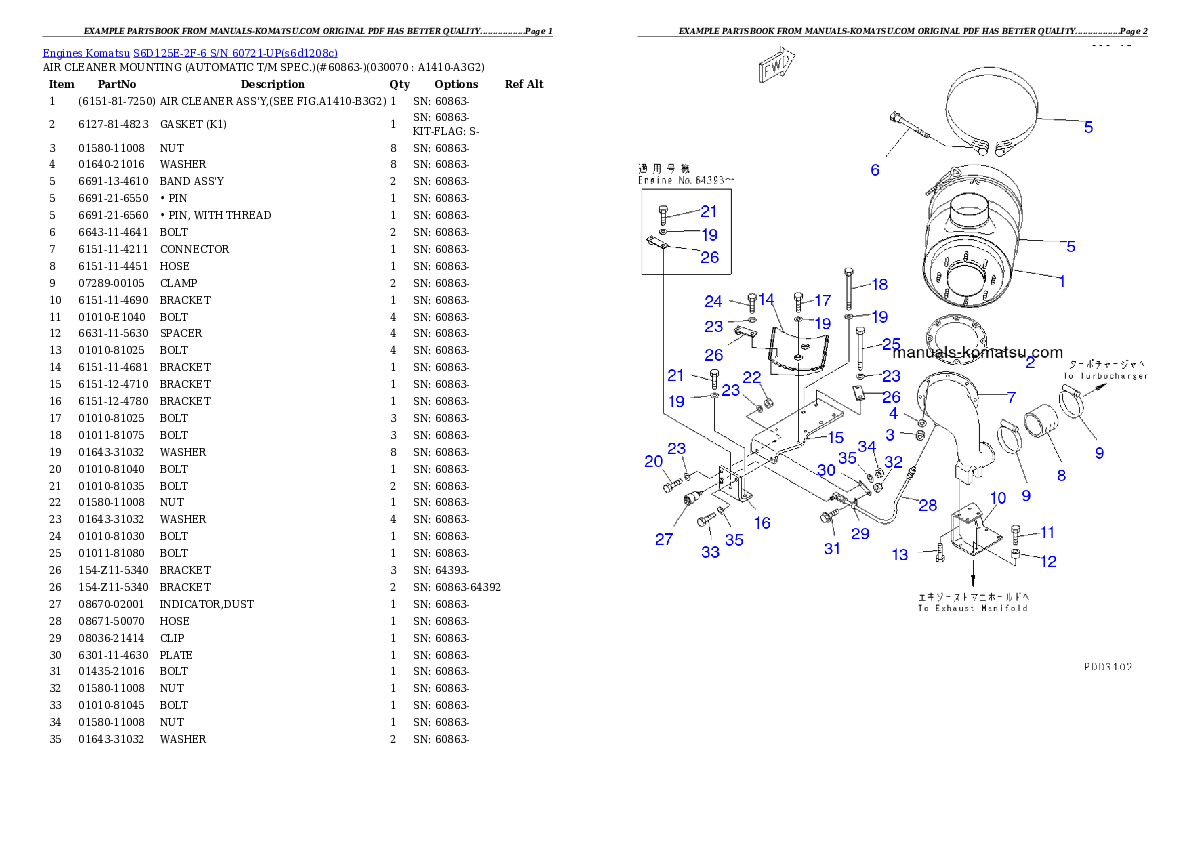 Protected: S6D125E-2F-6 S/N 60721-UP Partsbook