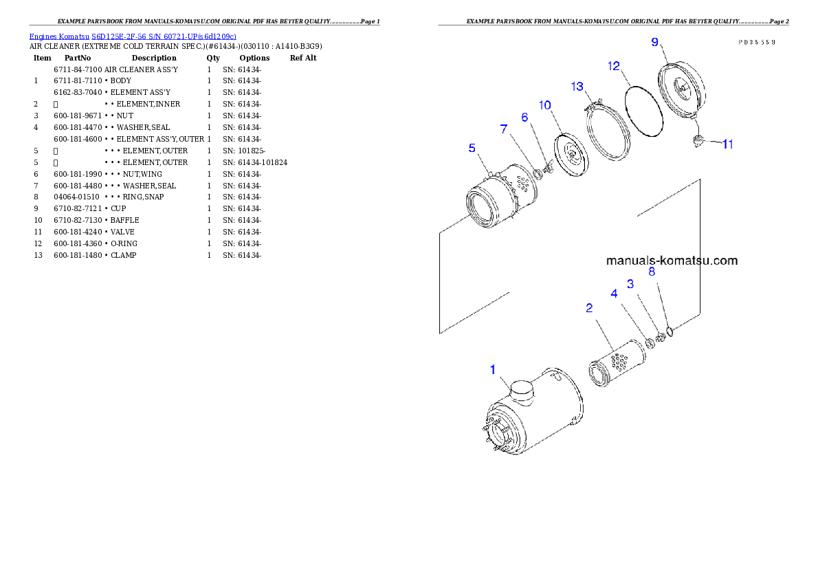 Protected: S6D125E-2F-56 S/N 60721-UP Partsbook