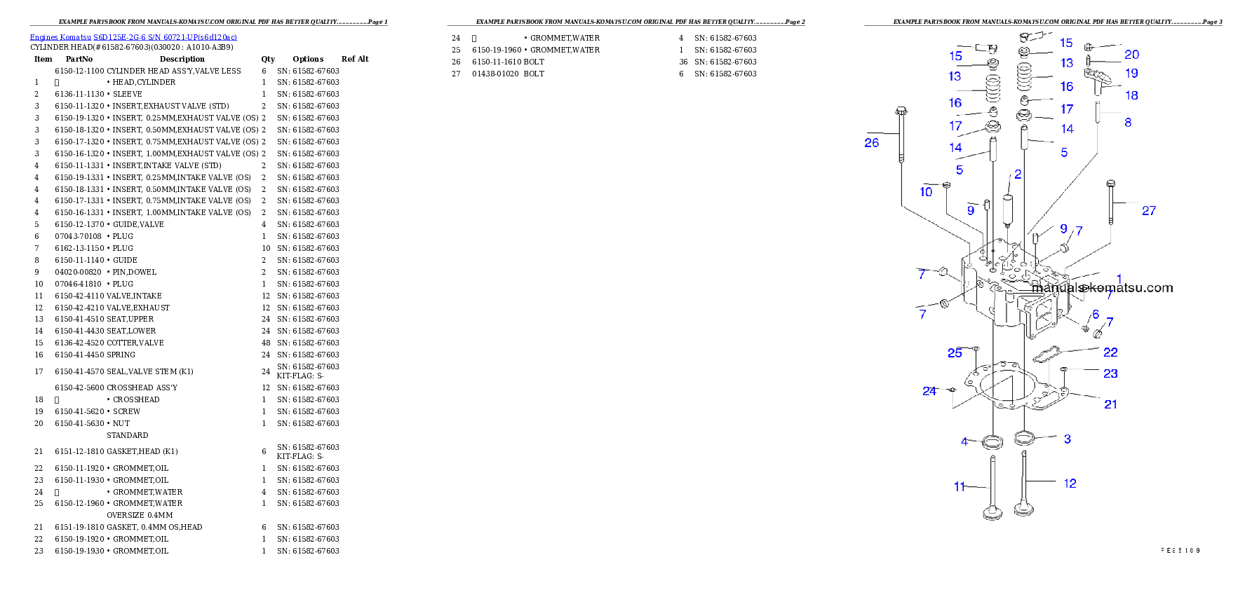S6D125E-2G-6 S/N 60721-UP Partsbook