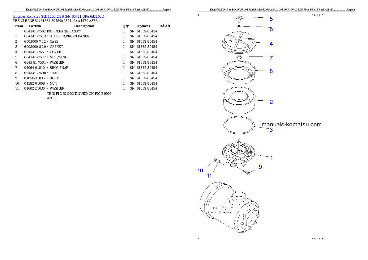 Protected: S6D125E-2A-6 S/N 60721-UP Partsbook