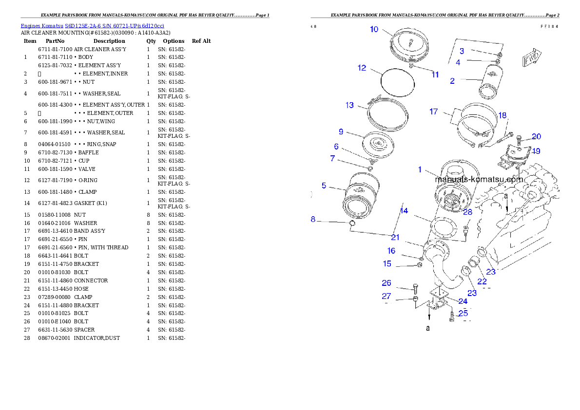 Protected: S6D125E-2A-6 S/N 60721-UP Partsbook