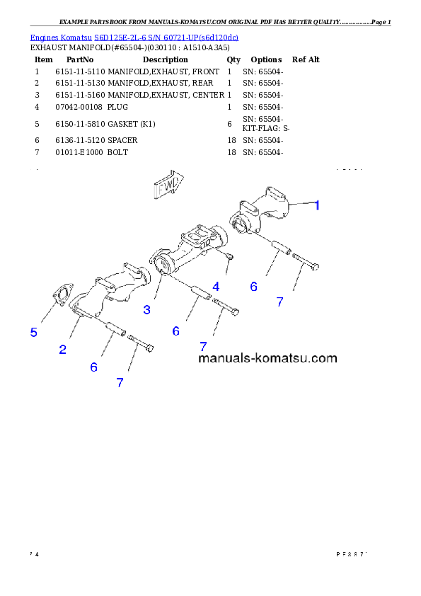 Protected: S6D125E-2L-6 S/N 60721-UP Partsbook