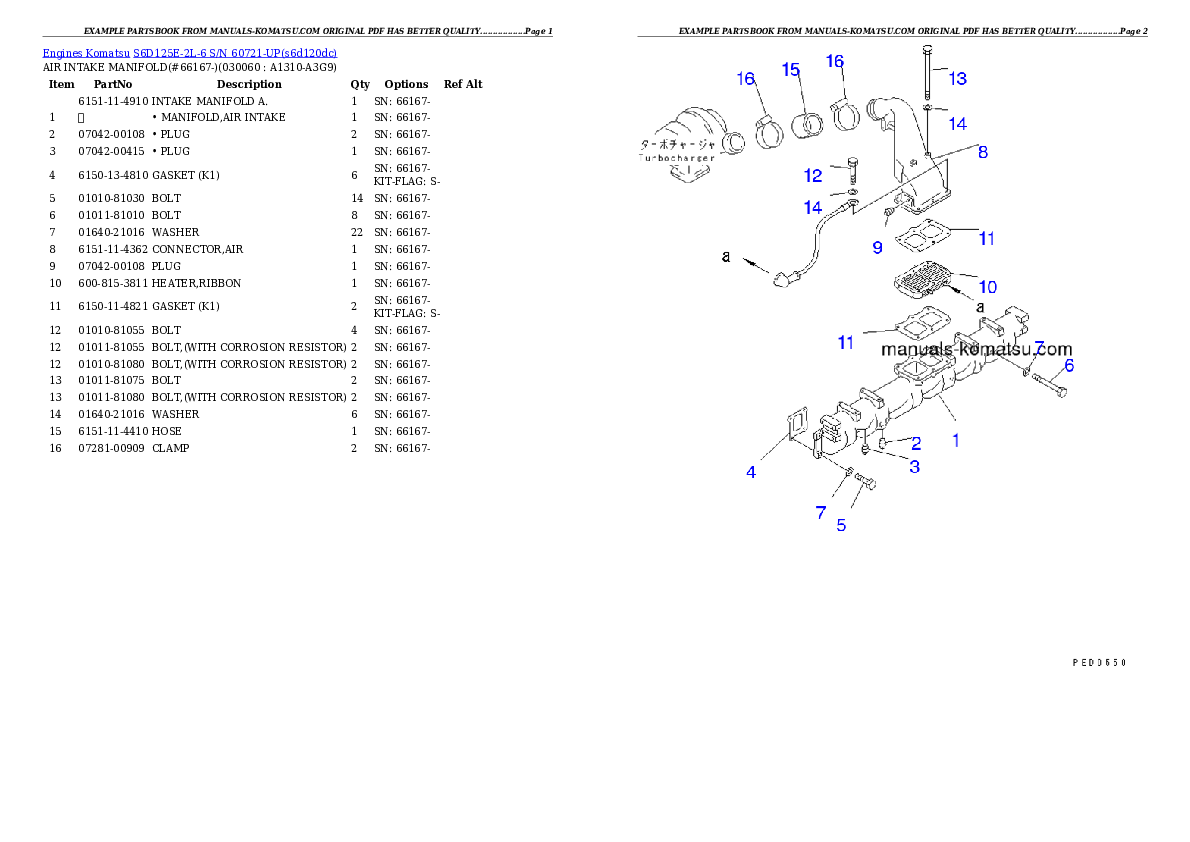 Protected: S6D125E-2L-6 S/N 60721-UP Partsbook
