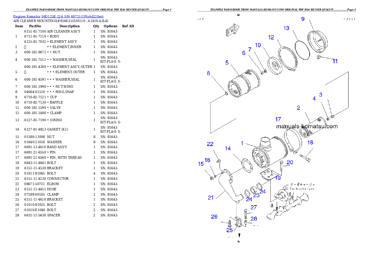 Protected: S6D125E-2J-6 S/N 60721-UP Partsbook