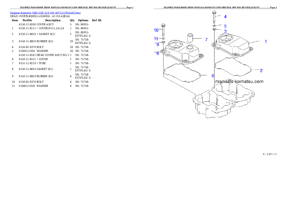 Protected: S6D125E-2J-6 S/N 60721-UP Partsbook