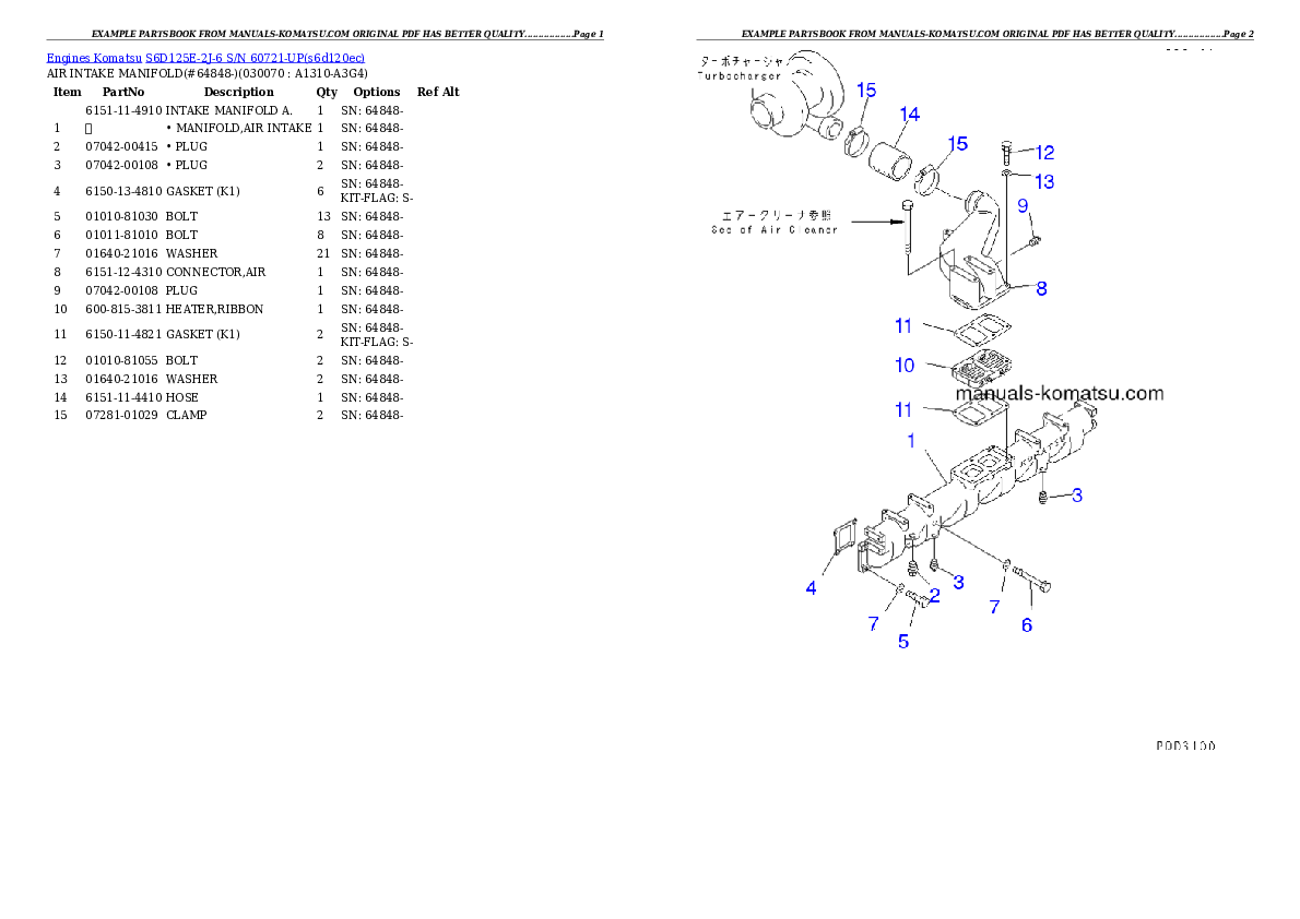 Protected: S6D125E-2J-6 S/N 60721-UP Partsbook