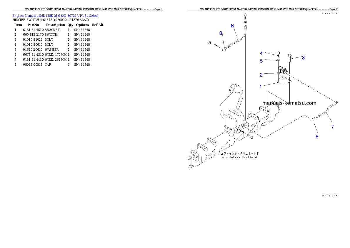 Protected: S6D125E-2J-6 S/N 60721-UP Partsbook