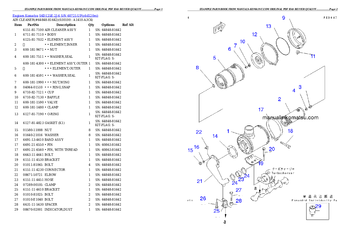 Protected: S6D125E-2J-6 S/N 60721-UP Partsbook