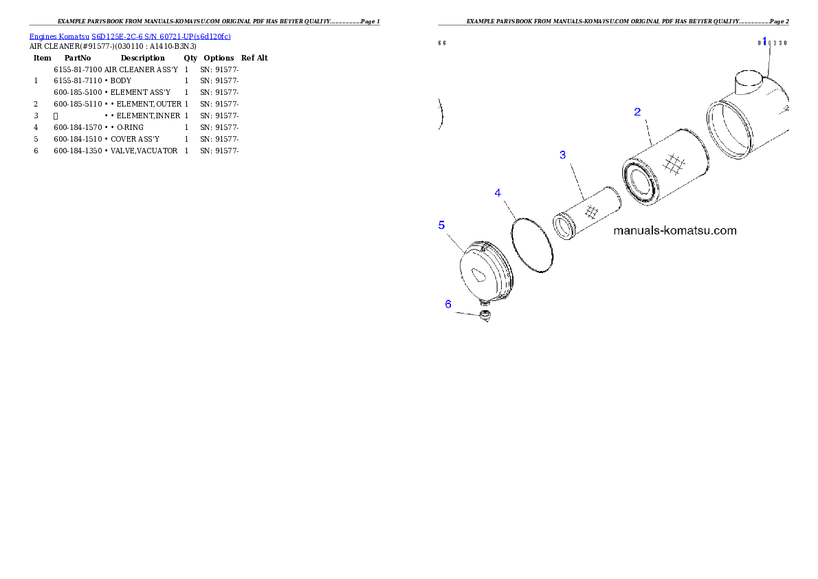 Protected: S6D125E-2C-6 S/N 60721-UP Partsbook