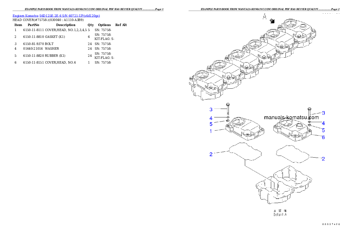 Protected: S6D125E-2E-6 S/N 60721-UP Partsbook