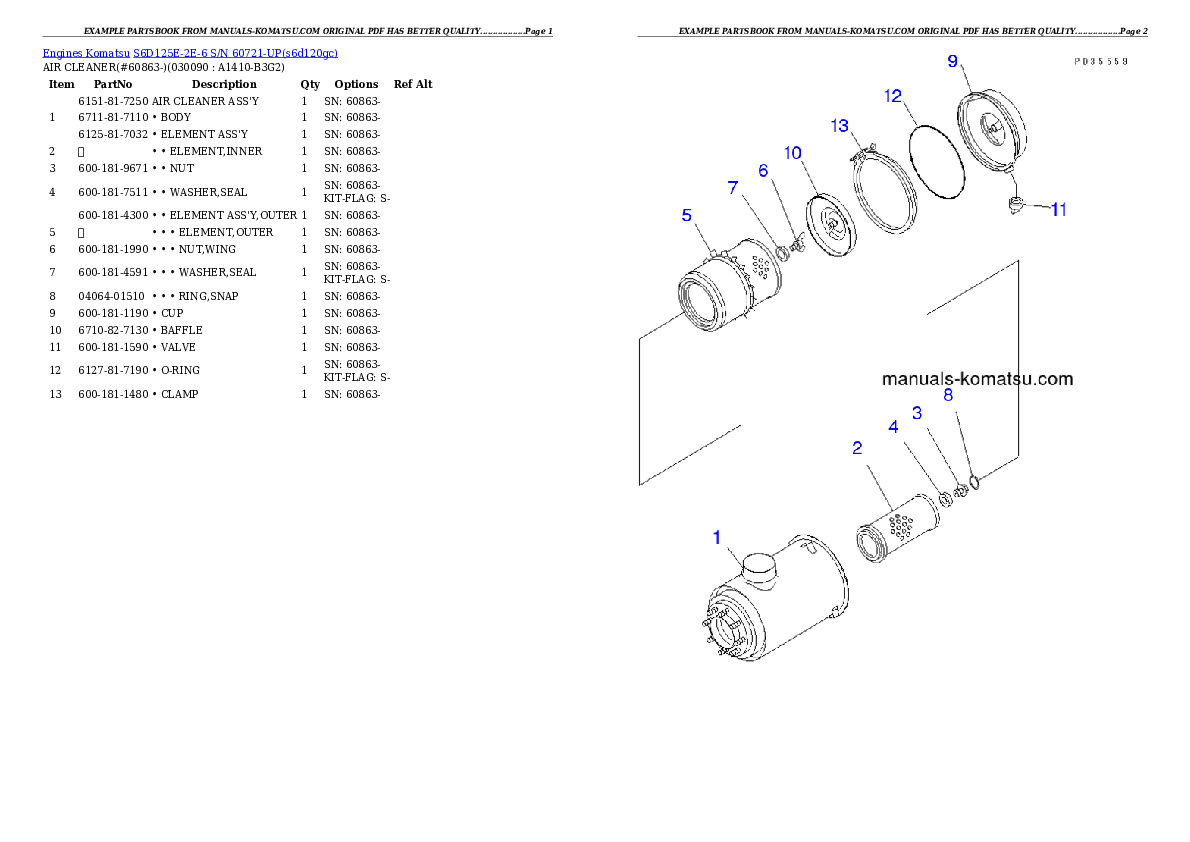 Protected: S6D125E-2E-6 S/N 60721-UP Partsbook