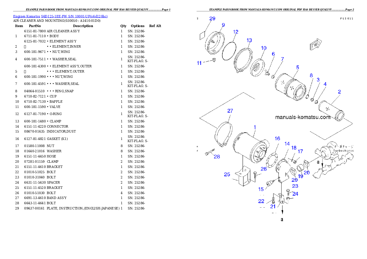 Protected: S6D125-1EE-FW S/N 10001-UP Partsbook