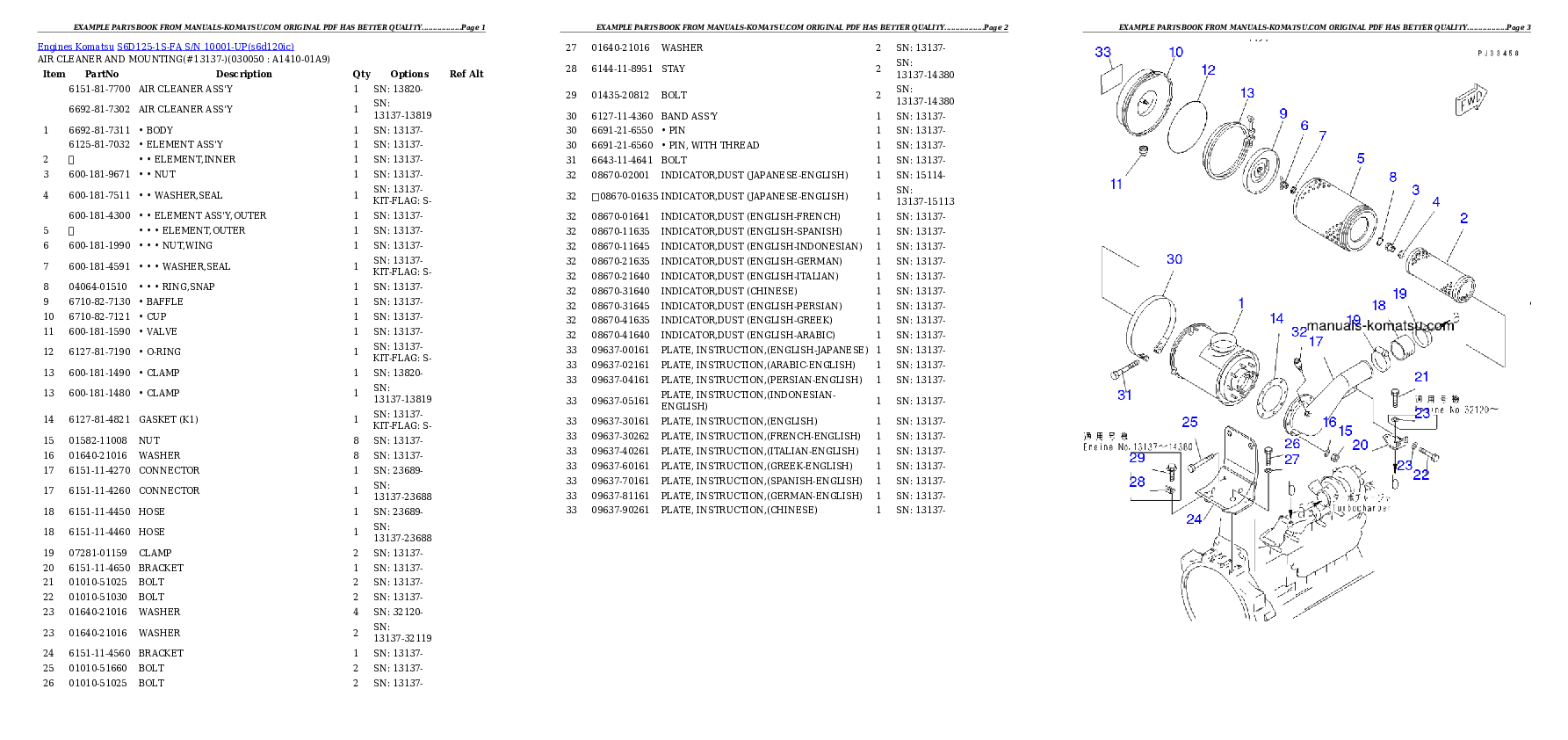 Protected: S6D125-1S-FA S/N 10001-UP Partsbook