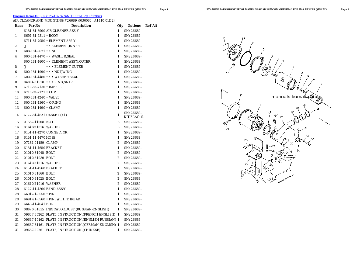 Protected: S6D125-1S-FA S/N 10001-UP Partsbook