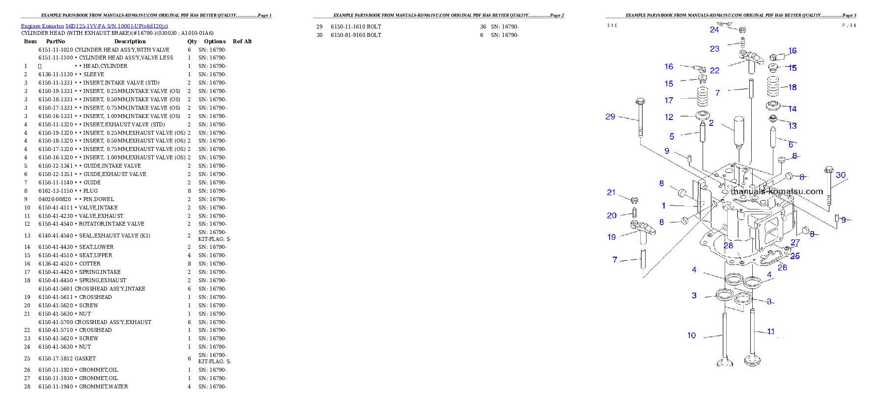 S6D125-1VV-FA S/N 10001-UP Partsbook