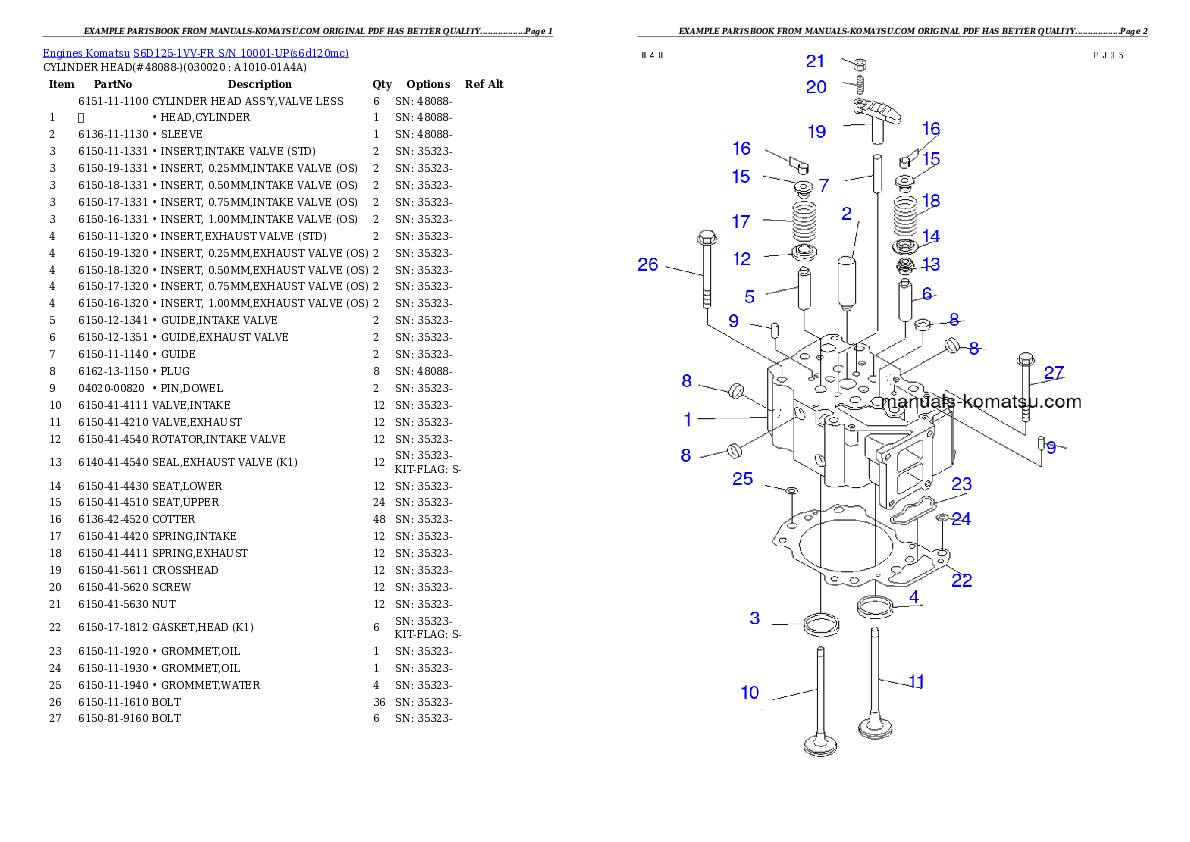 S6D125-1VV-FR S/N 10001-UP Partsbook