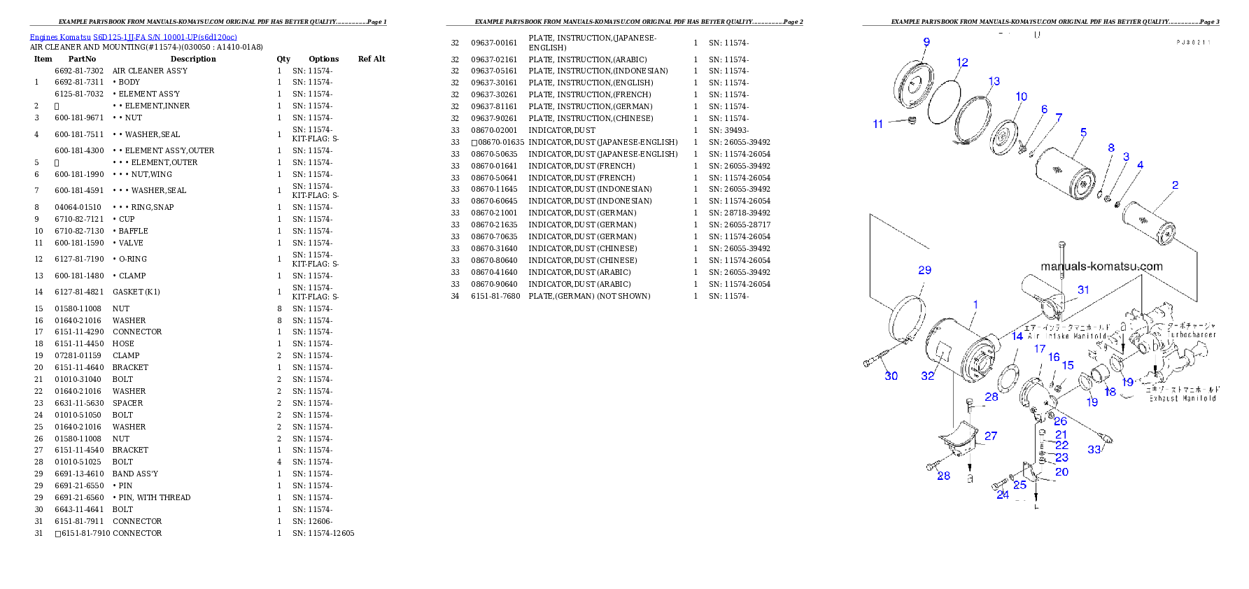 Protected: S6D125-1JJ-FA S/N 10001-UP Partsbook