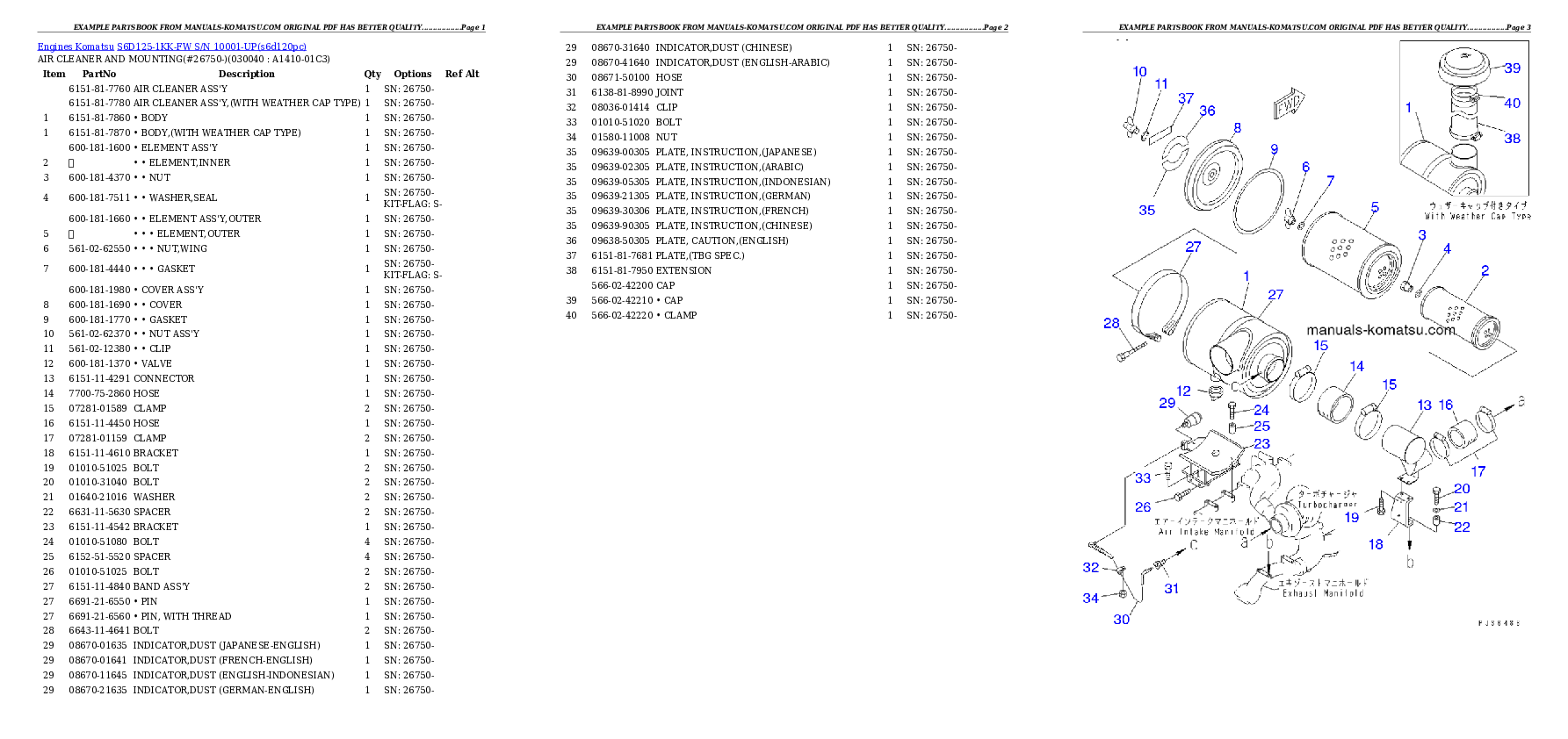 Protected: S6D125-1KK-FW S/N 10001-UP Partsbook