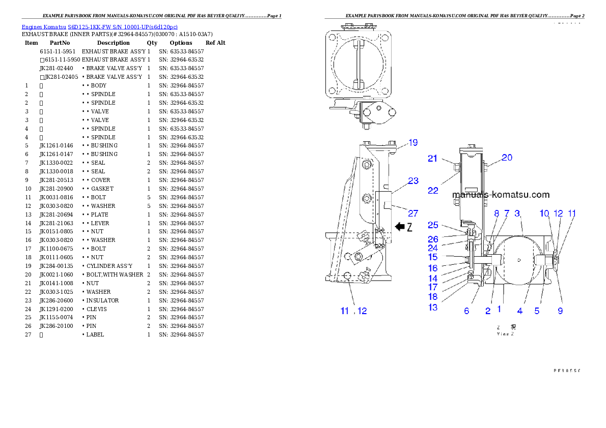 Protected: S6D125-1KK-FW S/N 10001-UP Partsbook
