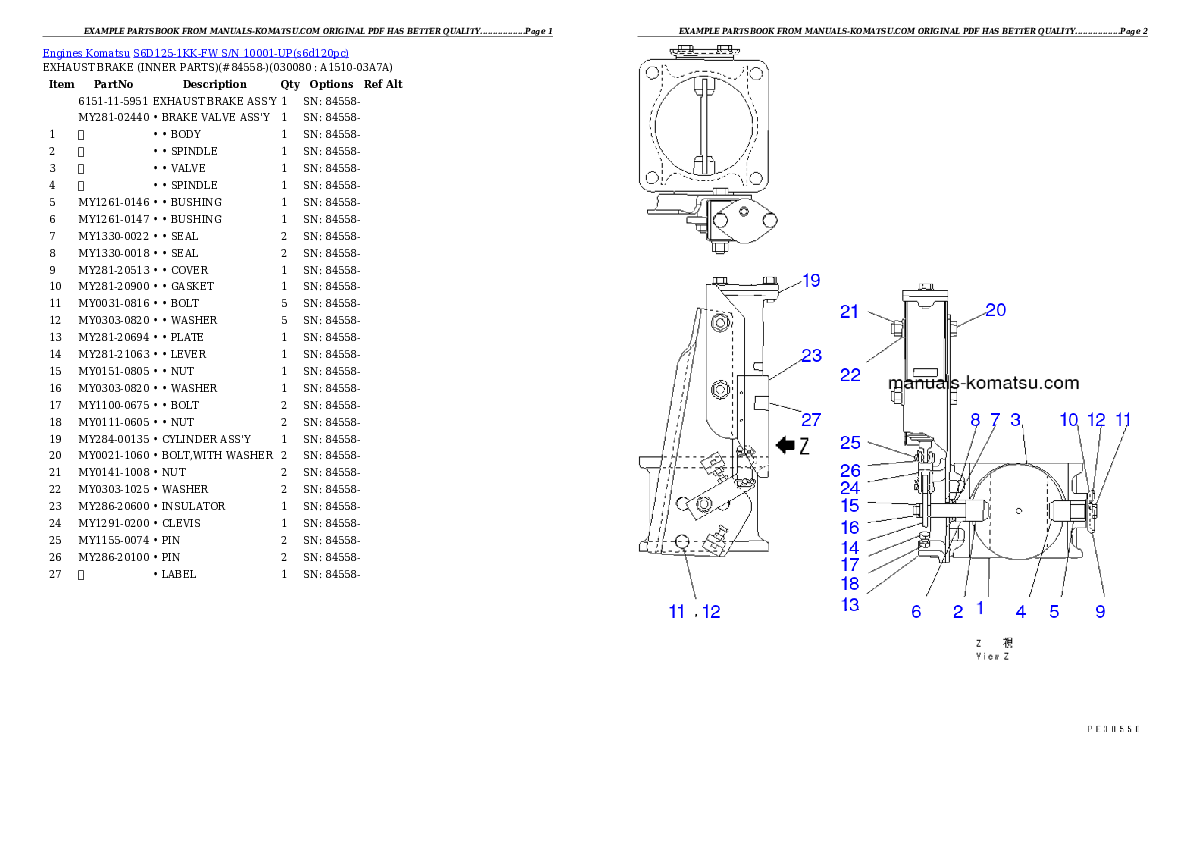 Protected: S6D125-1KK-FW S/N 10001-UP Partsbook