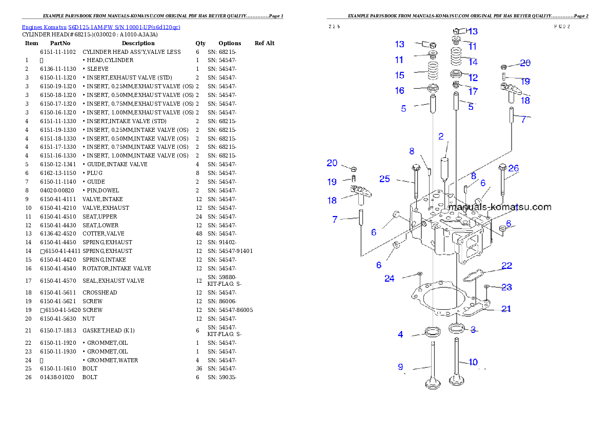 S6D125-1AM-FW S/N 10001-UP Partsbook