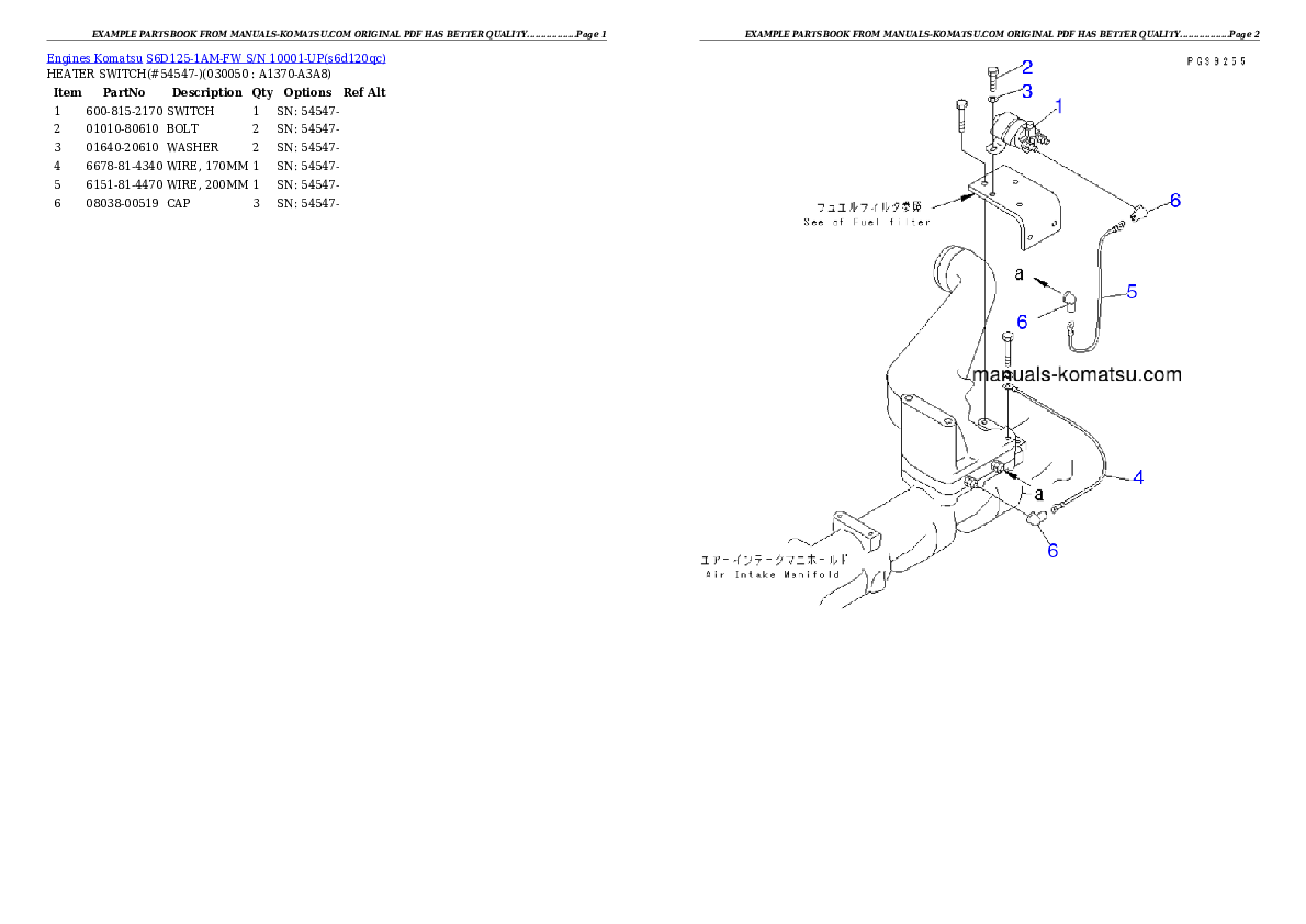 Protected: S6D125-1AM-FW S/N 10001-UP Partsbook
