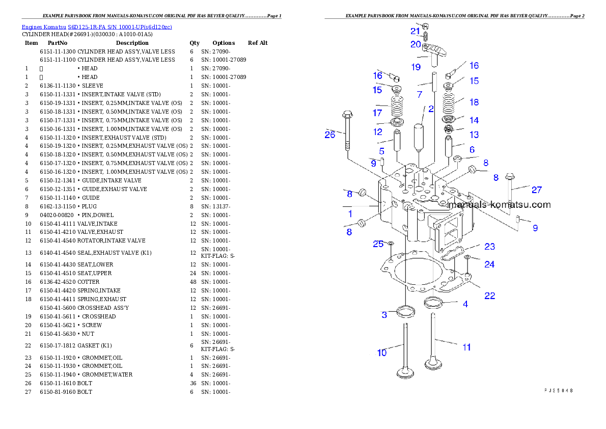 S6D125-1R-FA S/N 10001-UP Partsbook