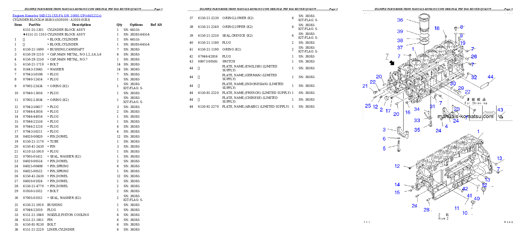 Protected: S6D125-1XX-FA S/N 10001-UP Partsbook