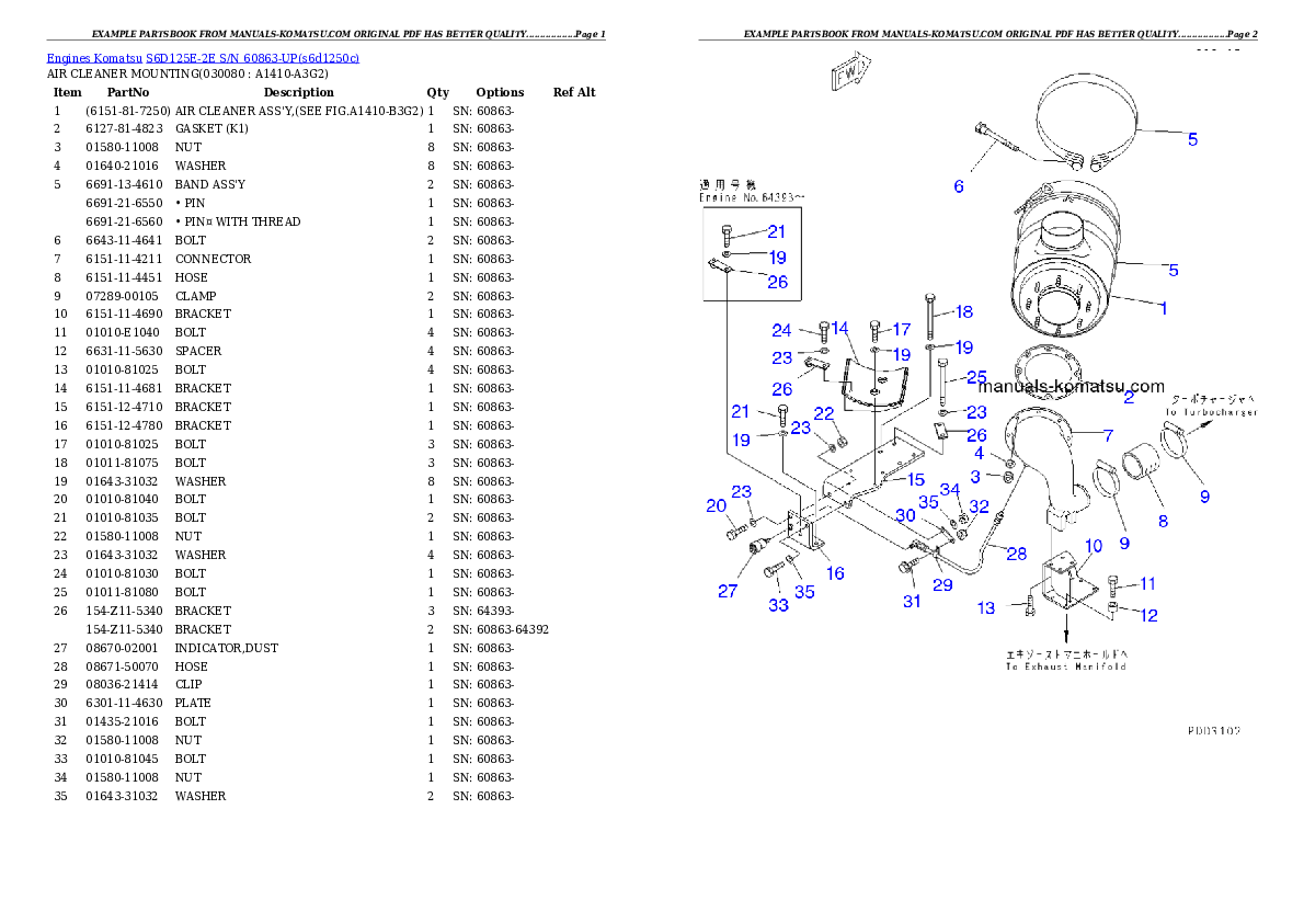 Protected: S6D125E-2E S/N 60863-UP Partsbook