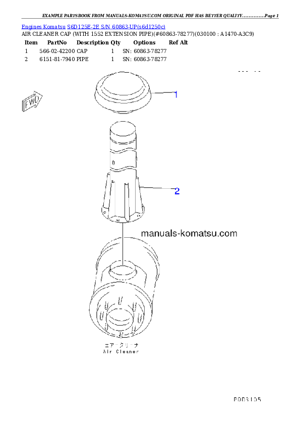 Protected: S6D125E-2E S/N 60863-UP Partsbook