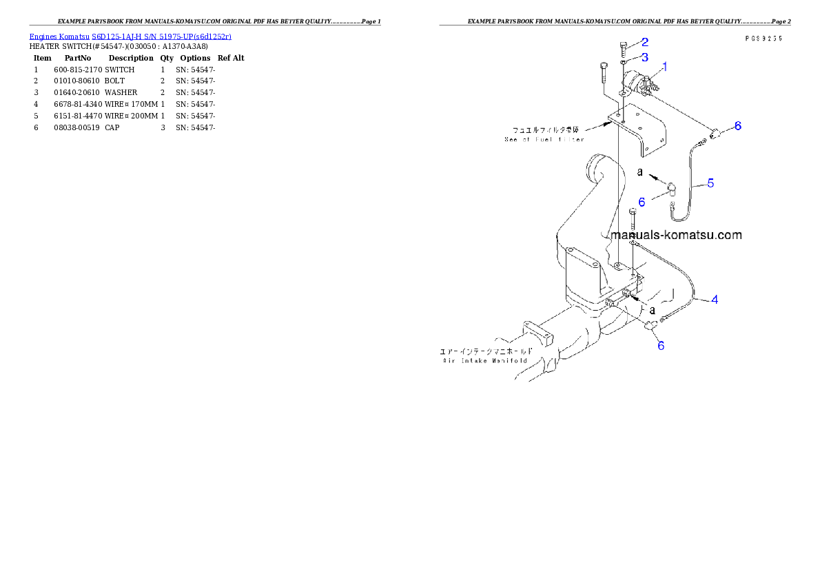 Protected: S6D125-1AJ-H S/N 51975-UP Partsbook
