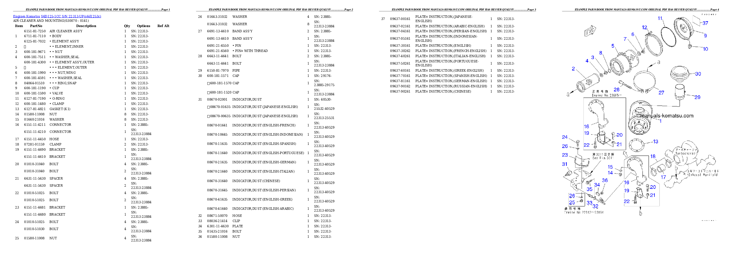 Protected: S6D125-1CC S/N 22313-UP Partsbook