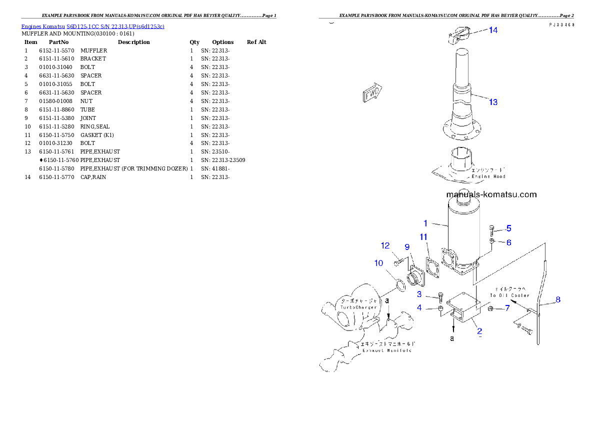 Protected: S6D125-1CC S/N 22313-UP Partsbook
