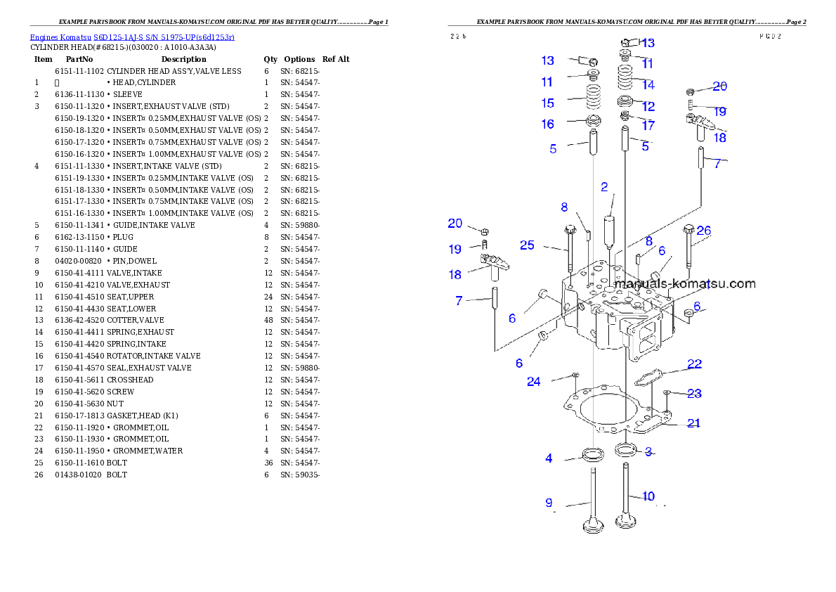 S6D125-1AJ-S S/N 51975-UP Partsbook