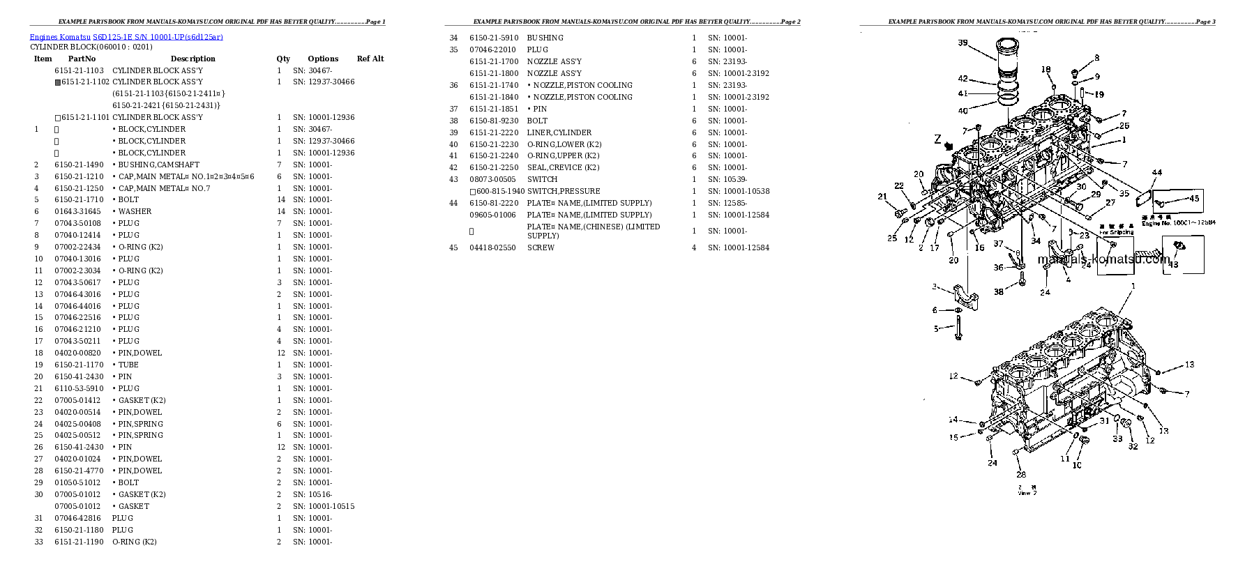 Protected: S6D125-1E S/N 10001-UP Partsbook